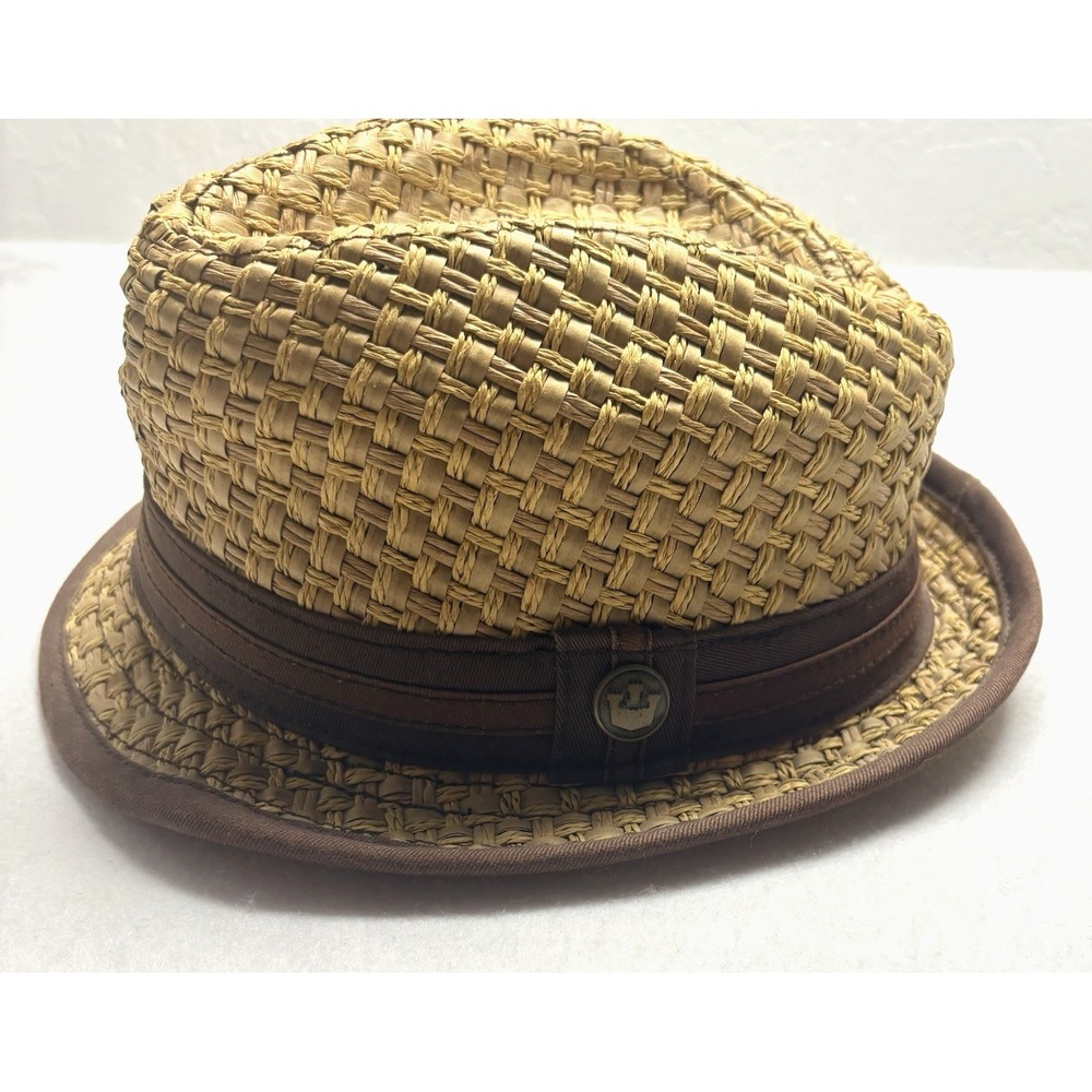 GOORIN BROS Men Eric B Trilby Paper Straw Basket Fedora Hat Brown Tan Sz S